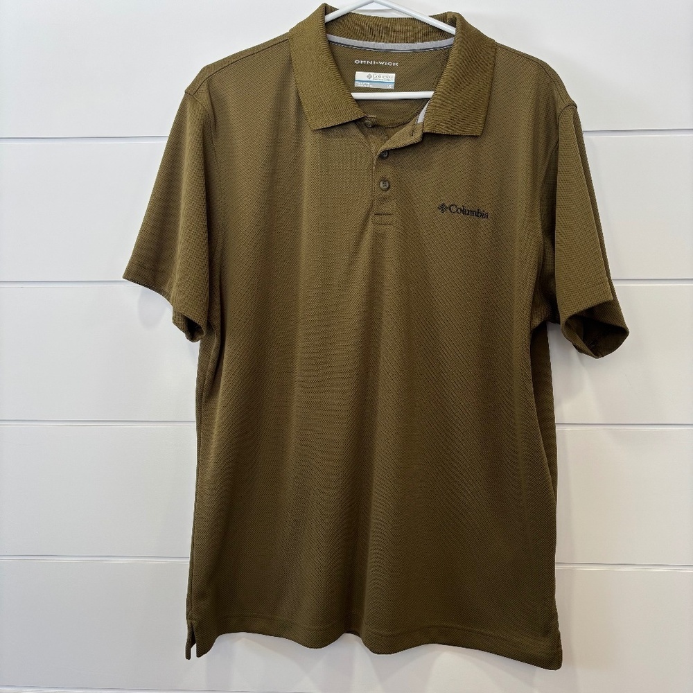 Columbia men's olive green Omni-Wick collared polo shirt size L
